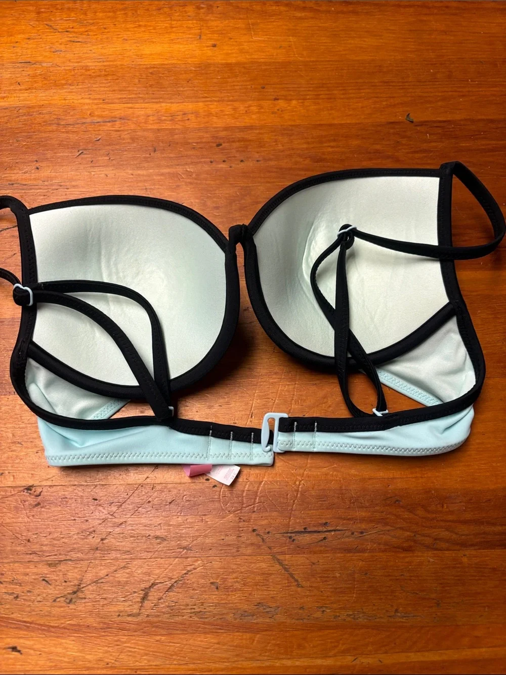Victoria's Secret Light Aqua Bikini Top with Black Trim
